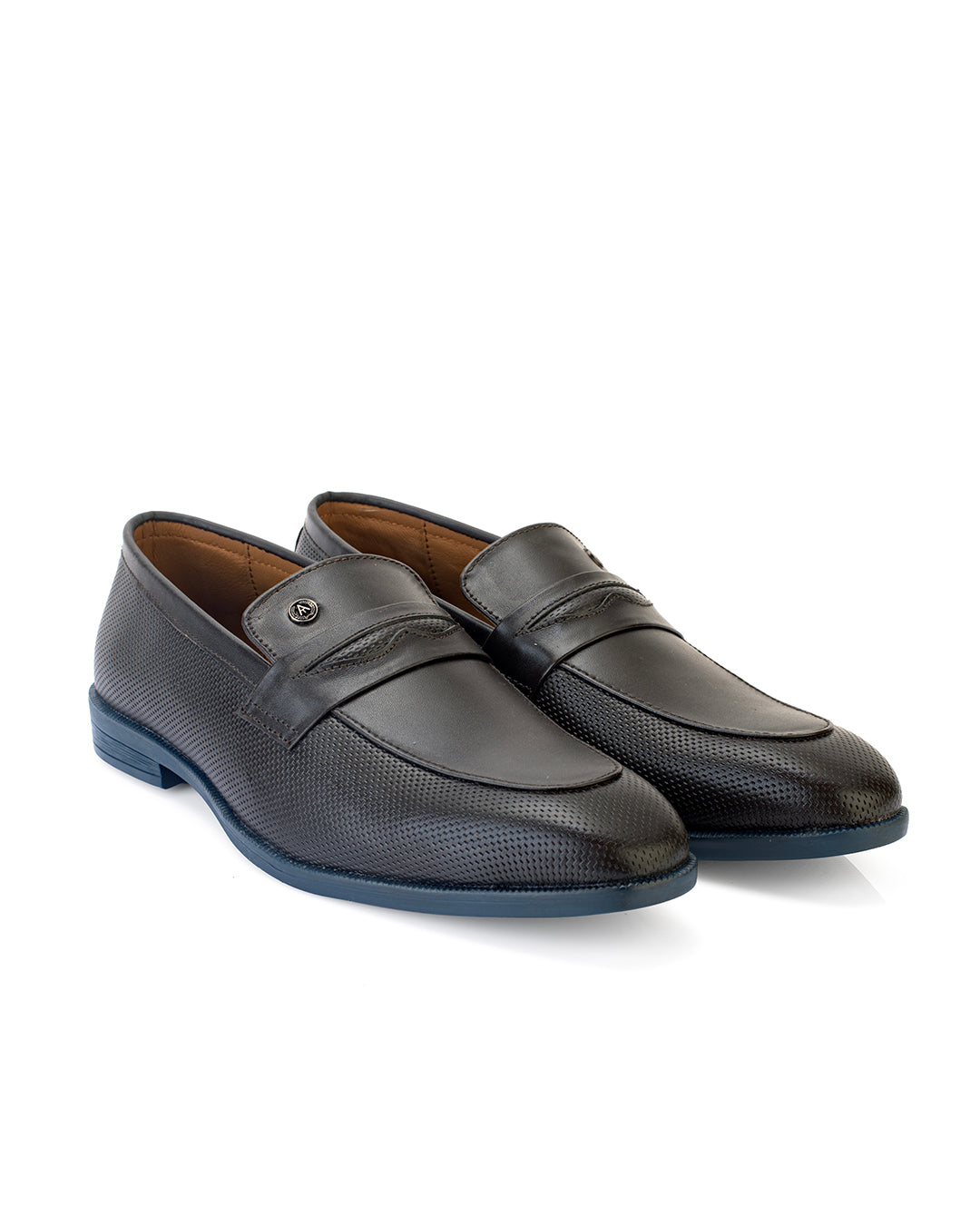 Men Bordo Textured Leather Slip-On Penny Loafers with TPR Sole