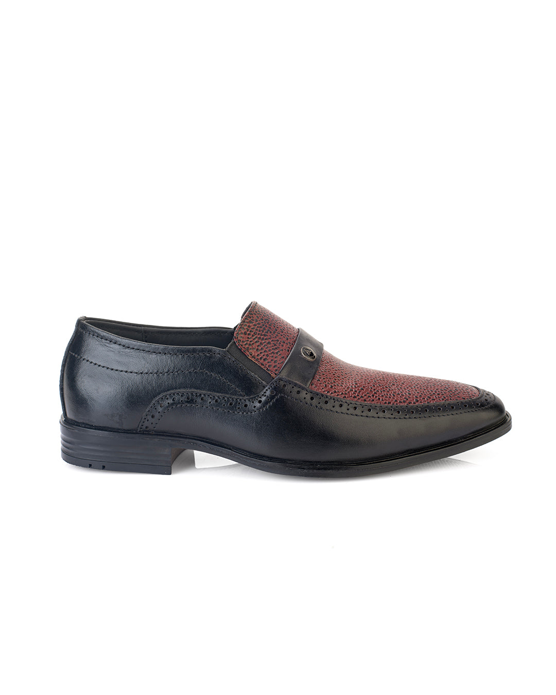Signore Black Bordo Leather Formal Shoes for Men - Slip-On Shoes for Office &amp; Party Wear