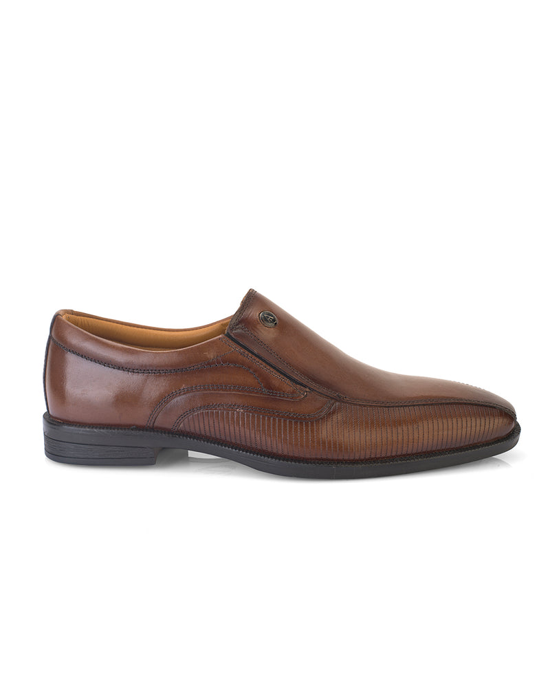Velcino Tan Vegan Leather Square-Toe Formal Shoes for Men