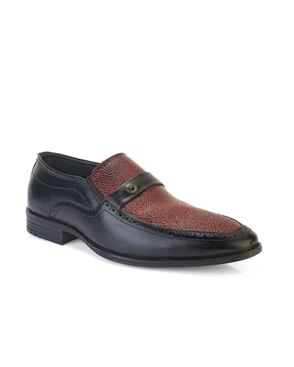 Signore Black Bordo Leather Formal Shoes for Men - Slip-On Shoes for Office &amp; Party Wear