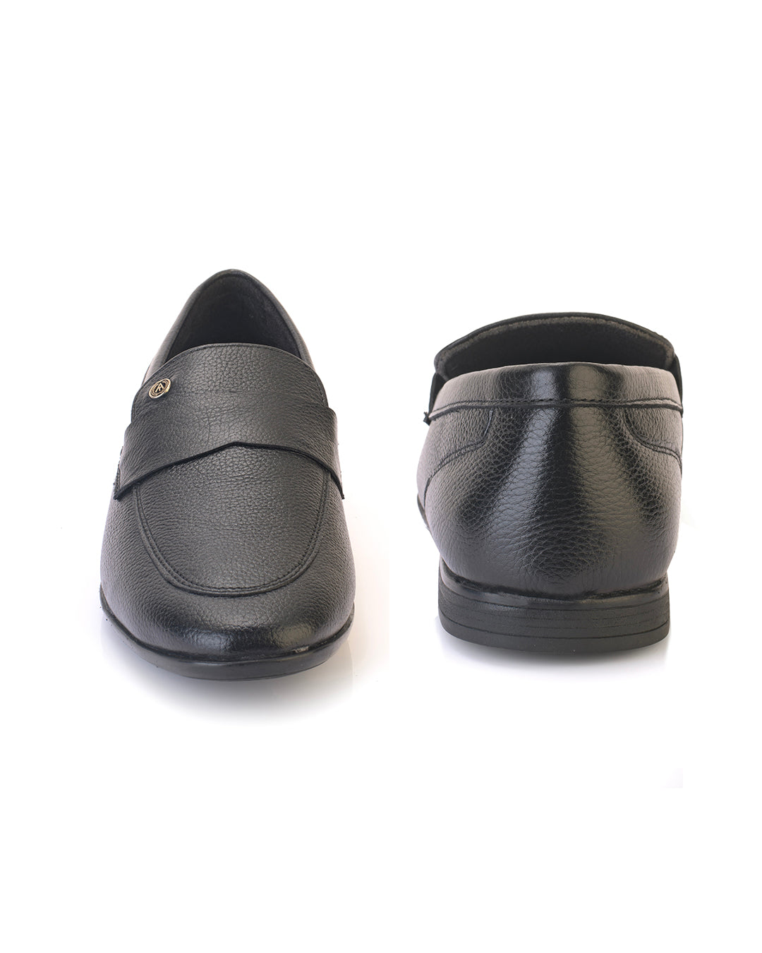 Rovere Black Leather Textured Formal Shoes for Men - Slip-On Shoes for Office &amp; Party Wear