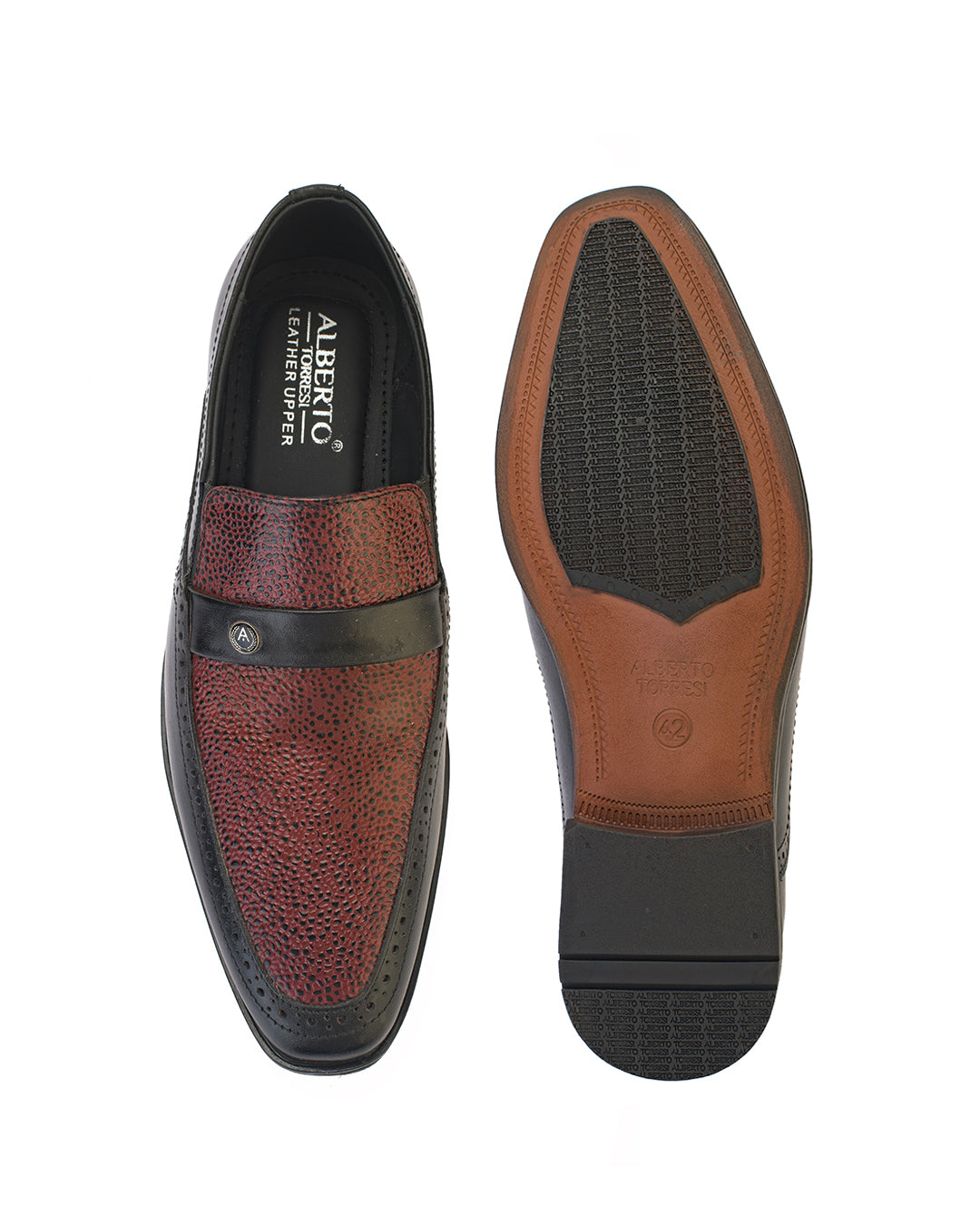 Signore Black Bordo Leather Formal Shoes for Men - Slip-On Shoes for Office &amp; Party Wear