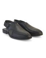 Tavric Black Embroidered Peshawari Sandals for Men