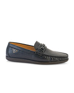 Orvello Black Textured Loafers for Men