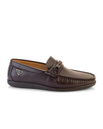 Orvello Brown Textured Loafers for Men