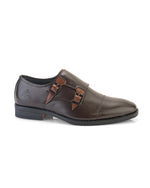 Kervano Brown Tan Double Monk Strap Formal Shoes for Men