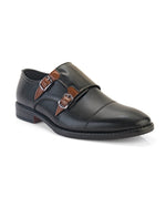 Kervano Black Tan Double Monk Strap Formal Shoes for Men