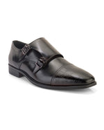 Drevano Bordo Croc-Embossed Double Monk Strap Formal Shoes for Men