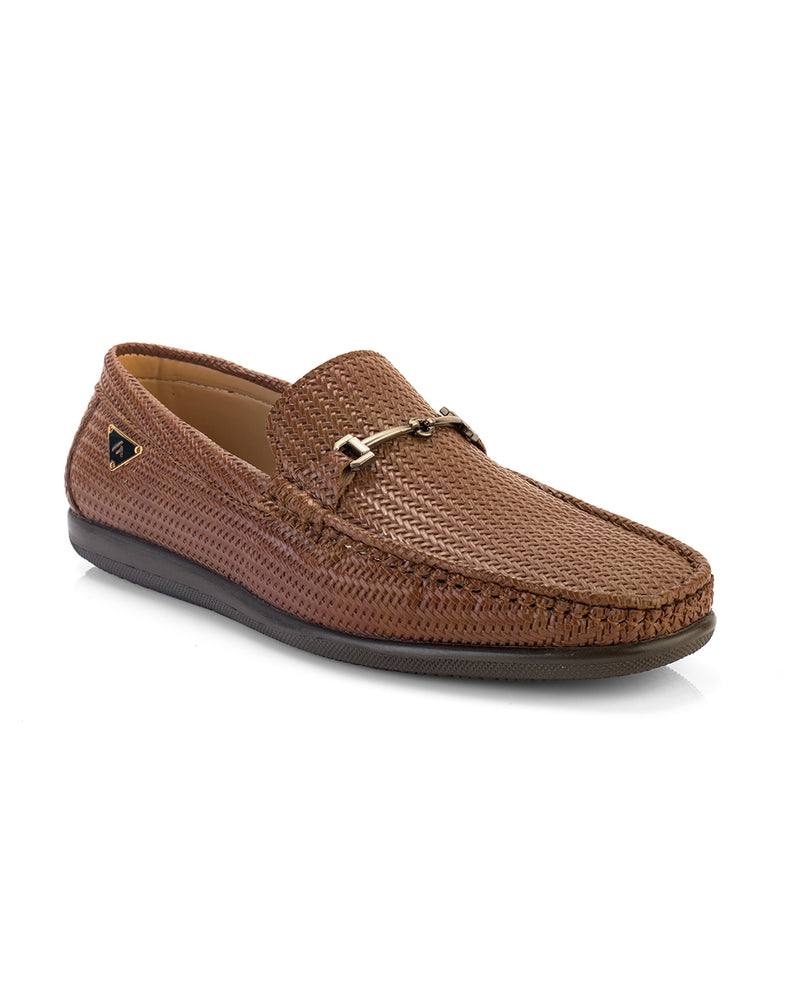 Orvello Tan Textured Loafers for Men