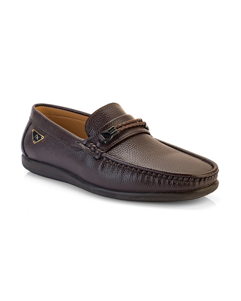 Orvello Brown Textured Loafers for Men
