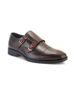 Kervano Brown Tan Double Monk Strap Formal Shoes for Men