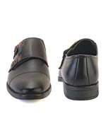 Kervano Black Tan Double Monk Strap Formal Shoes for Men