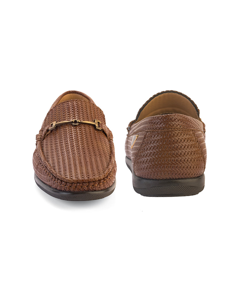 Orvello Tan Textured Loafers for Men
