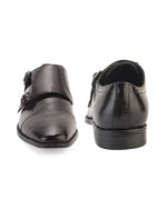 Drevano Bordo Croc-Embossed Double Monk Strap Formal Shoes for Men