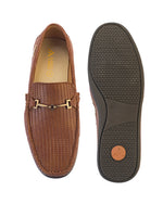 Orvello Tan Textured Loafers for Men