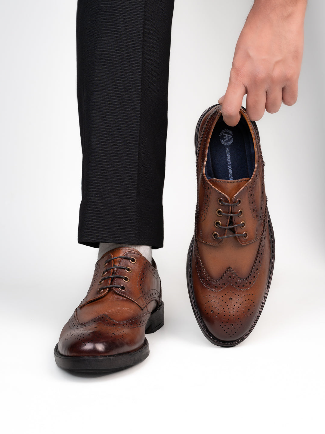 Alberto Torresi Genuine Leather Black Formal Brogue Shoes