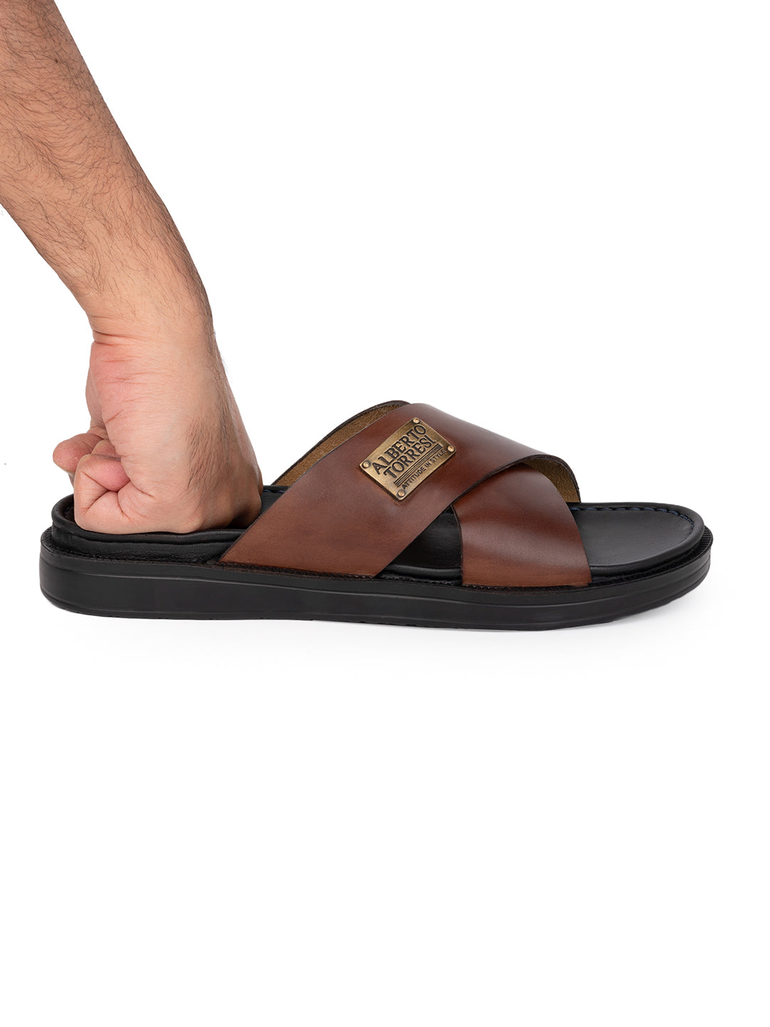 Alberto Torresi Deriko Tan Genuine Leather Flats