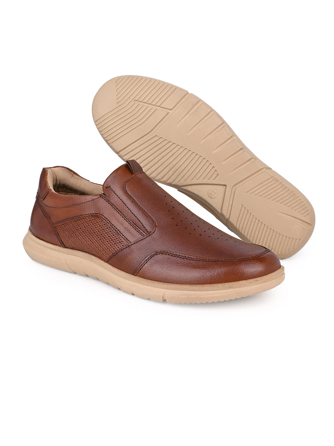 Blue Magic Men Tan Leather Formal Slip-On Sneakers (EVA Sole, 14H Flux)