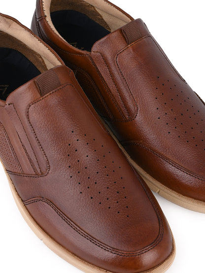 Blue Magic Men Tan Leather Formal Slip-On Sneakers (EVA Sole, 14H Flux)