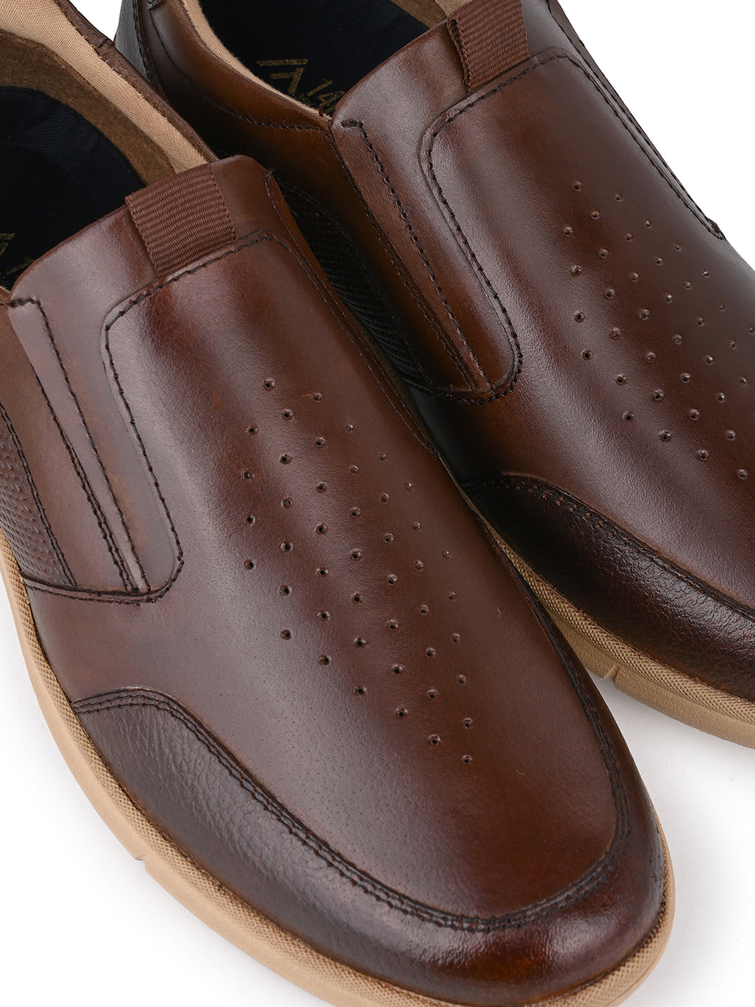 Blue Magic Brown Men Leather Formal Slip-On Sneakers (EVA Sole, 14H Flux)