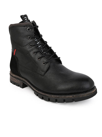 Black Leather Lace Up Boots