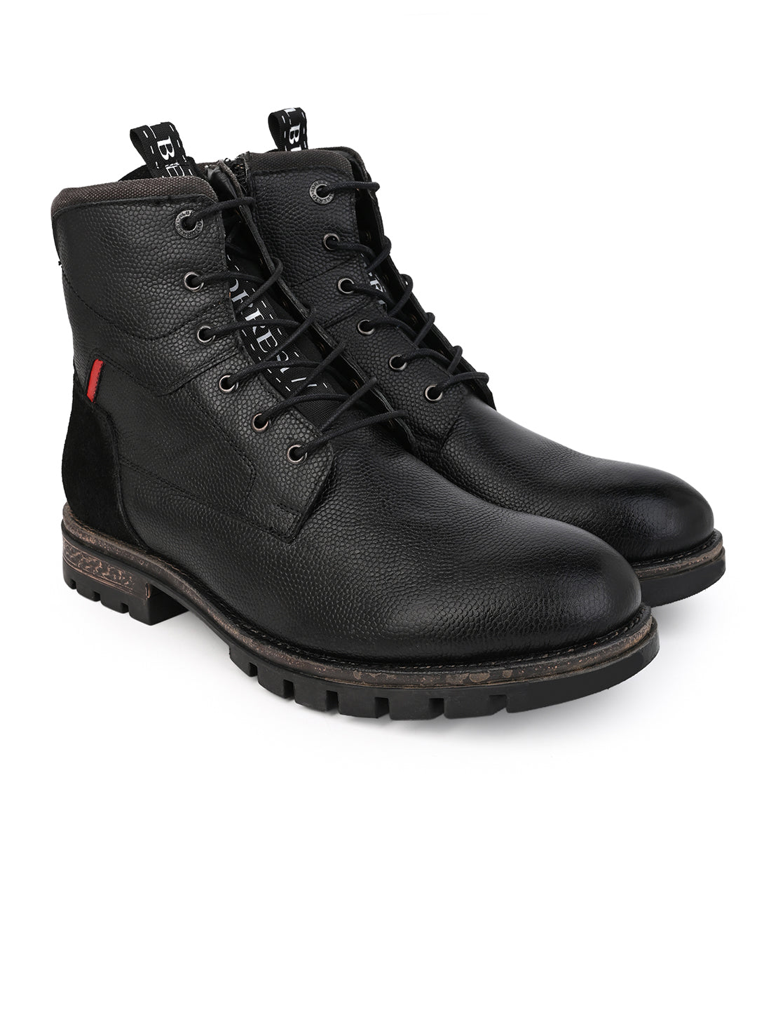 Black Leather Lace Up Boots