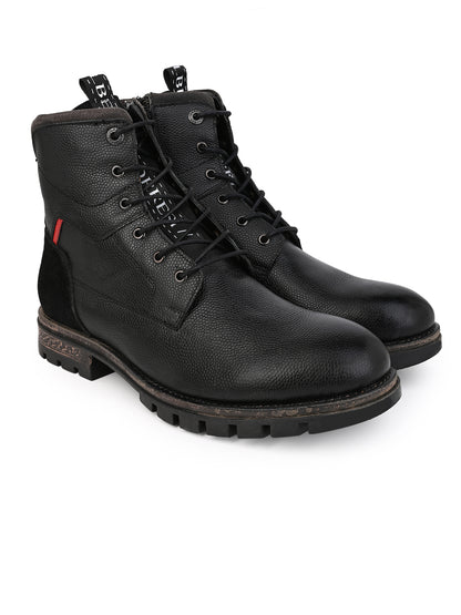 Black Leather Lace Up Boots