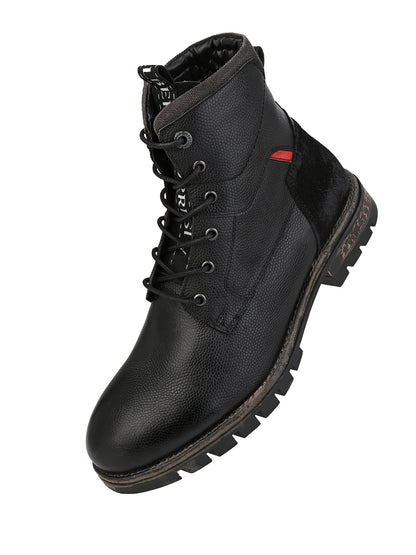 Black Leather Lace Up Boots