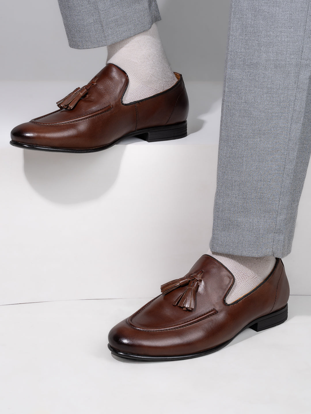 Alberto Torresi Genuine Leather Black Tassel Loafers For Men