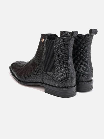 Alberto Torresi Men’s Snake Texture Chelsea Slip-On Shoes – Black &amp; Grey