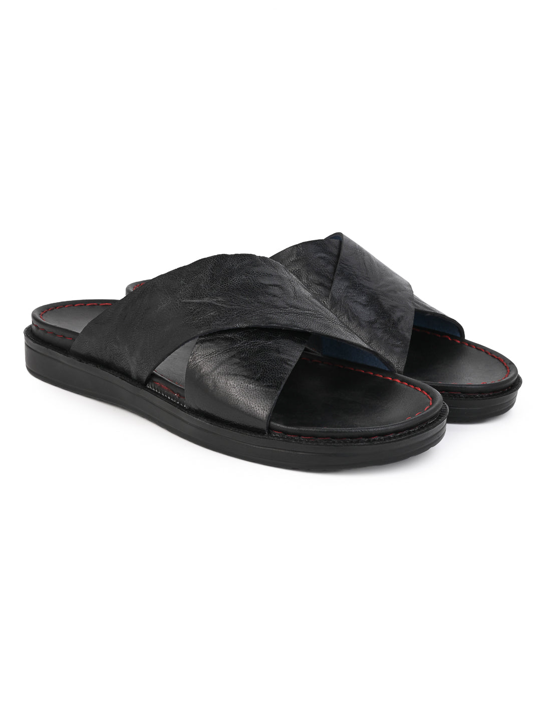 Alberto Torresi Barleta Black Leather Men Slippers