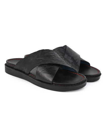 Alberto Torresi Barleta Black Leather Men Slippers