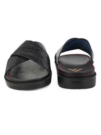 Alberto Torresi Barleta Black Leather Men Slippers