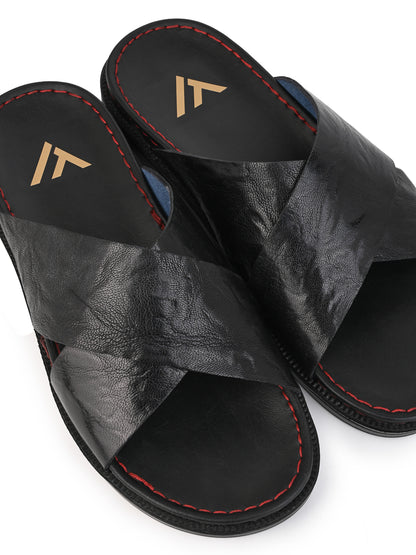 Alberto Torresi Barleta Black Leather Men Slippers