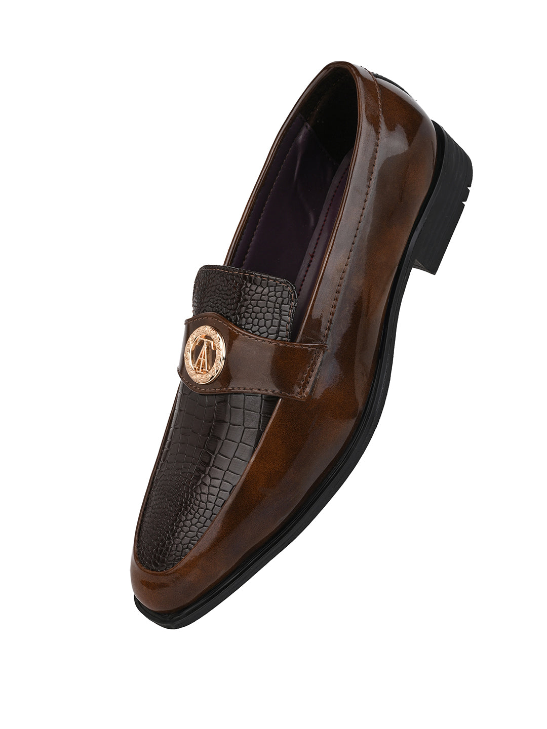 Alberto Torresi Wedding BrownPatent Shoe With Metal Accent