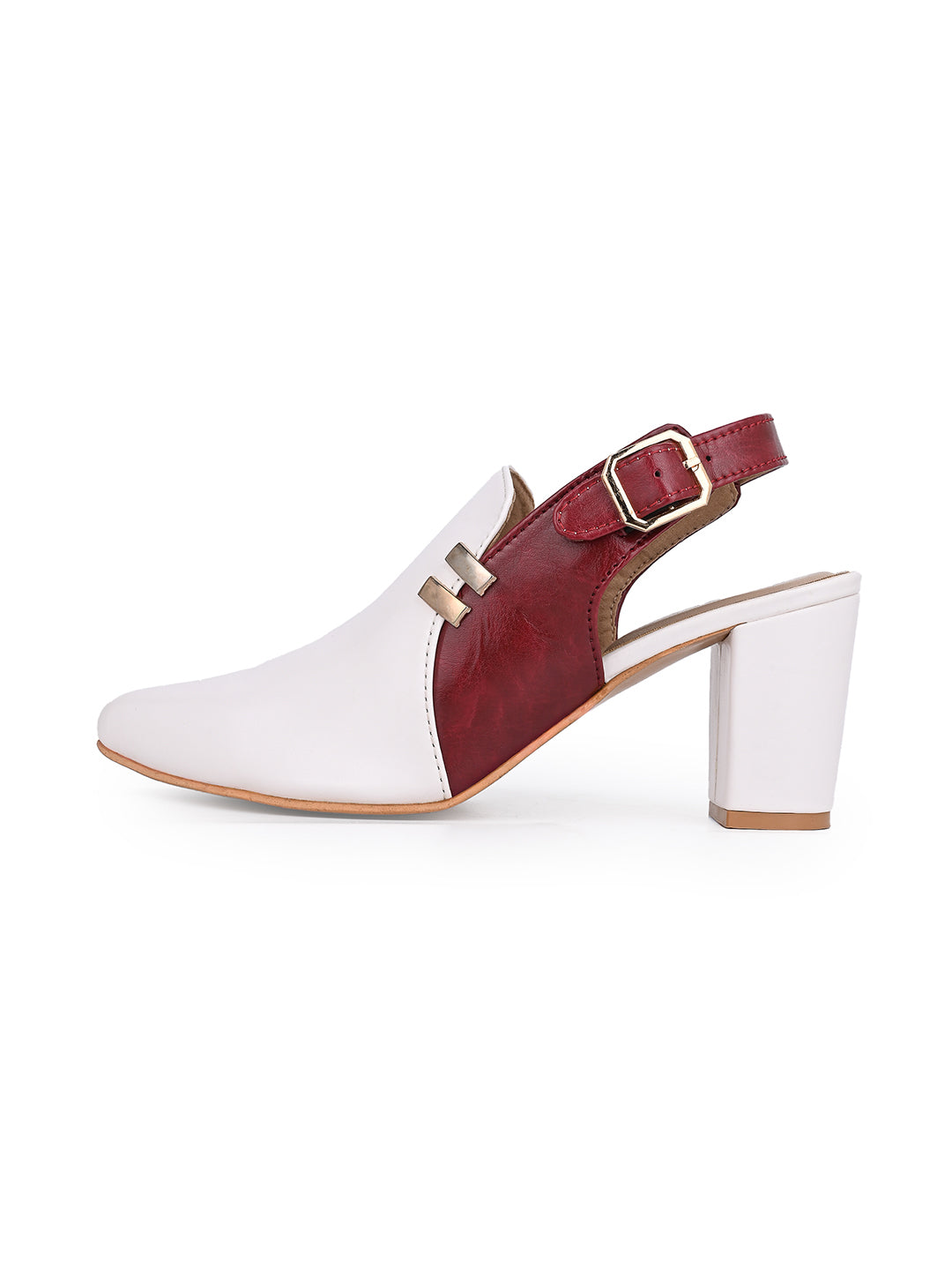 Alberto Torresi Women’s White &amp; Bordo Slingback Block Heels