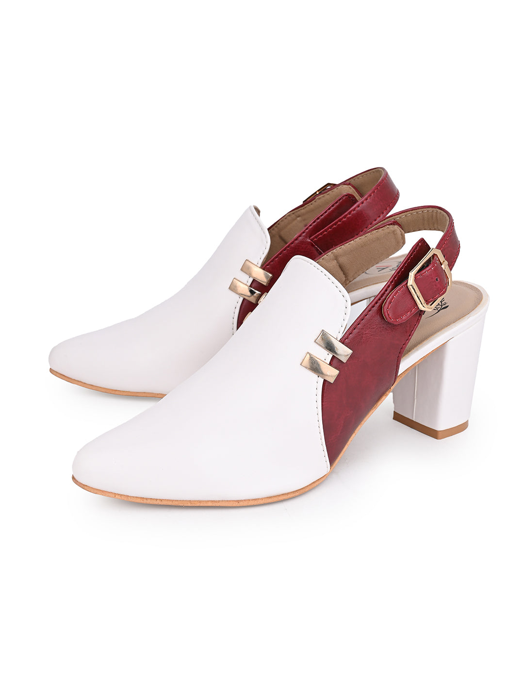 Alberto Torresi Women’s White &amp; Bordo Slingback Block Heels