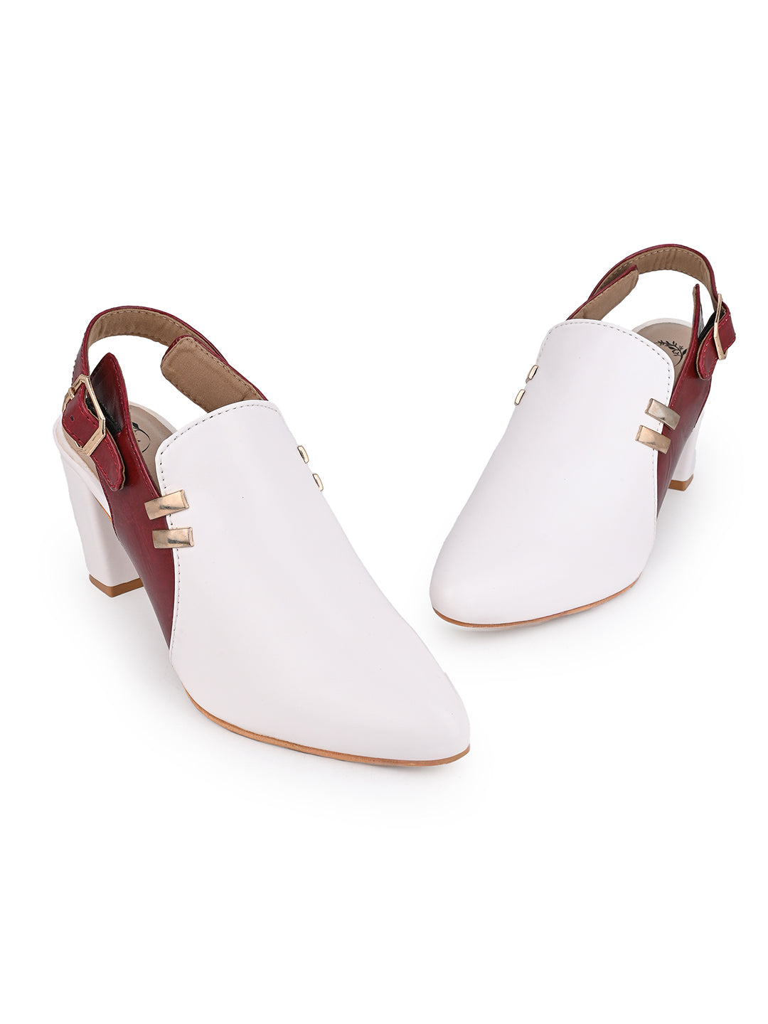 Alberto Torresi Women’s White &amp; Bordo Slingback Block Heels