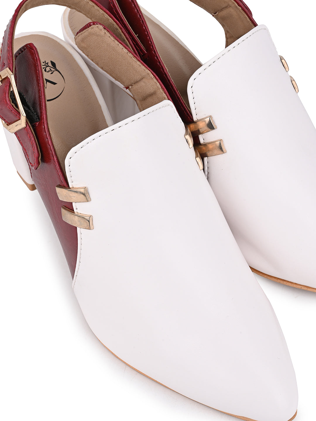 Alberto Torresi Women’s White &amp; Bordo Slingback Block Heels