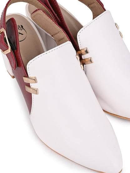 Alberto Torresi Women’s White &amp; Bordo Slingback Block Heels