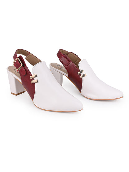 Alberto Torresi Women’s White &amp; Bordo Slingback Block Heels