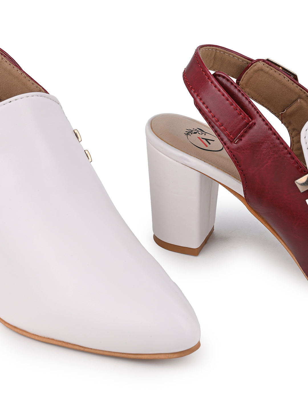 Alberto Torresi Women’s White &amp; Bordo Slingback Block Heels