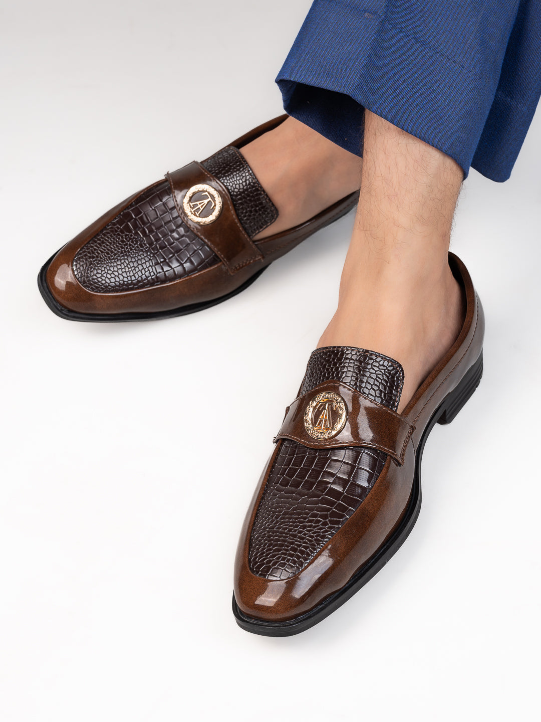 Alberto Torresi Wedding BrownPatent Shoe With Metal Accent