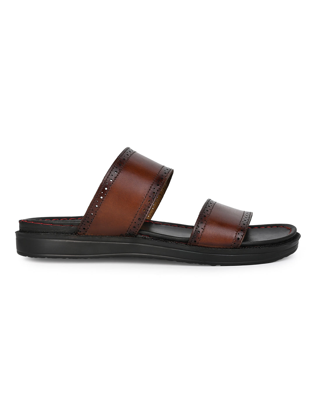 Alberto Torresi PVC Printed Branding Textured Tan Leather Men Slippers