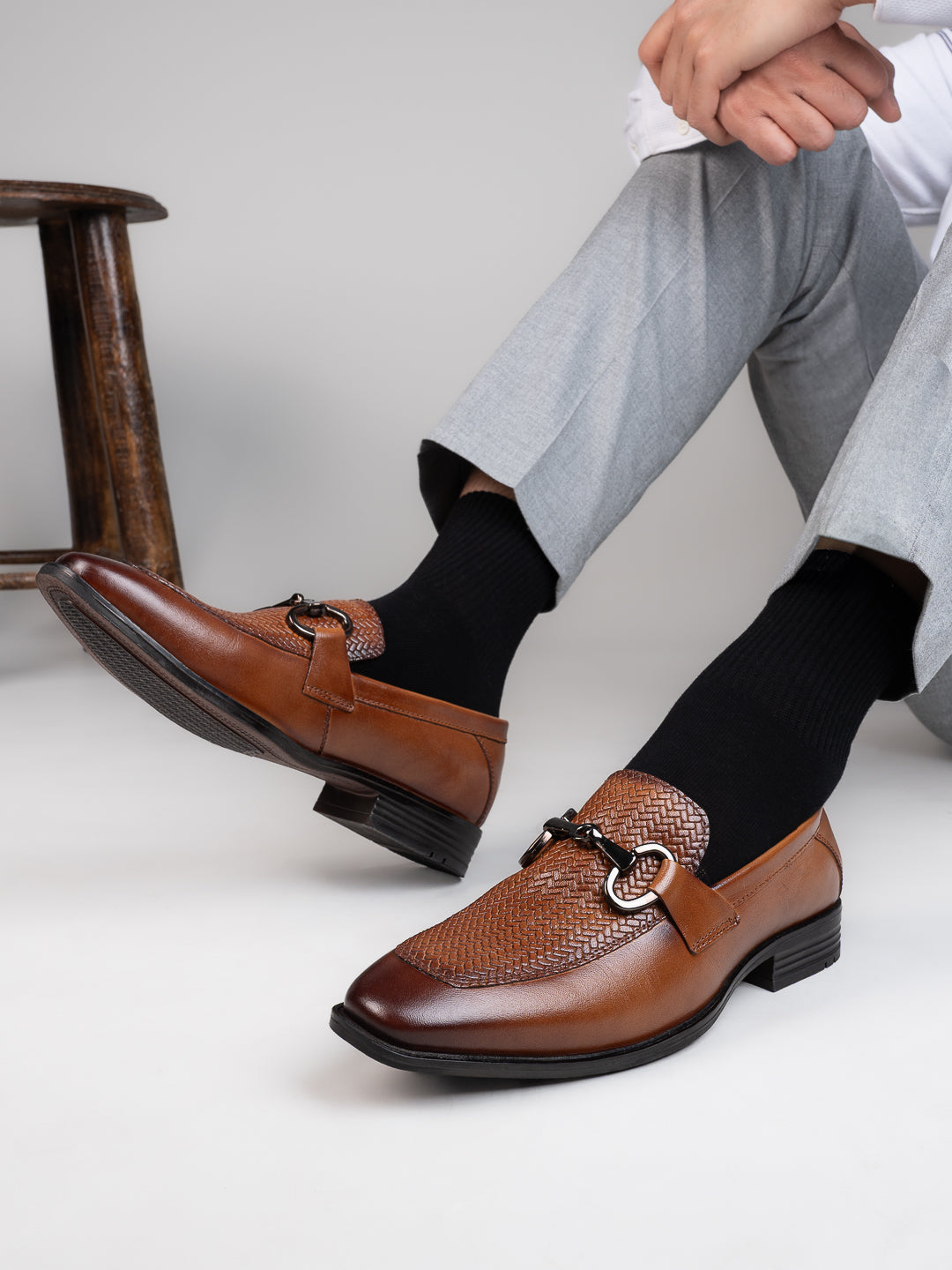 Premium Branded Horsebit Formal Leather Loafer With Tpr Sole And Heel Support