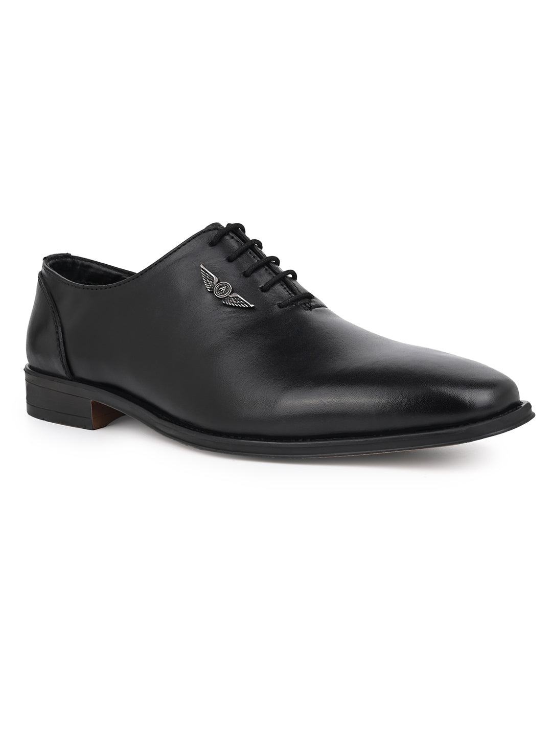 Black Leather Lace Up Shoes For Men