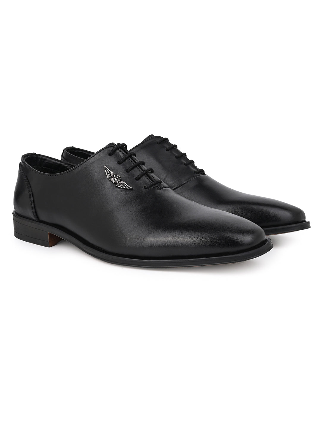Black Leather Lace Up Shoes For Men