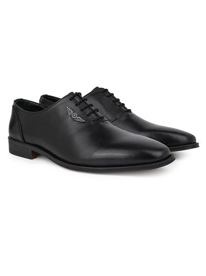Black Leather Lace Up Shoes For Men