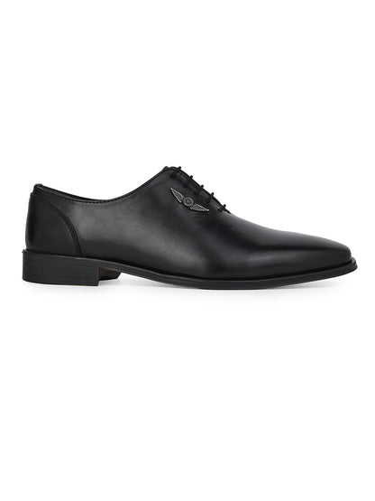 Black Leather Lace Up Shoes For Men