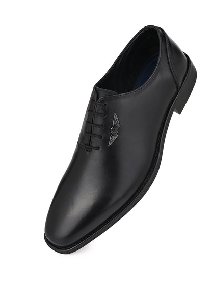Black Leather Lace Up Shoes For Men